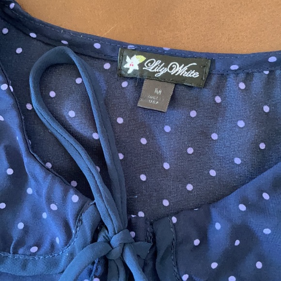 Blue Polk dotted button down shirt - M - Picture 2 of 3